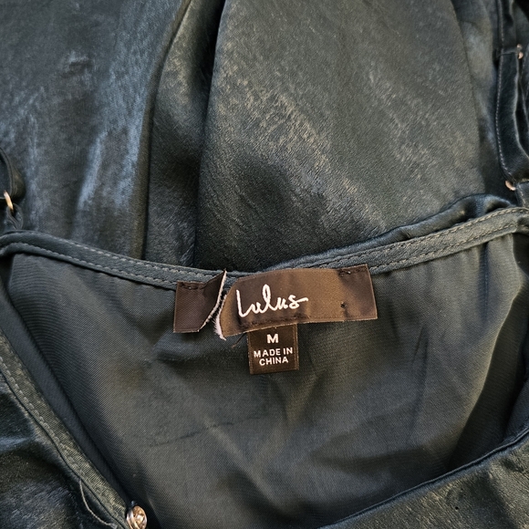 Lulus Moriah Emerald Green Satin Wrap Maxi Dress Medium - Picture 6 of 7